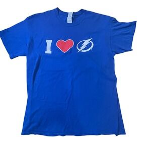 Gildan Tampa Bay Lightning T-Shirt I Heart Bolts NHL Hockey‎ Men's Size Large